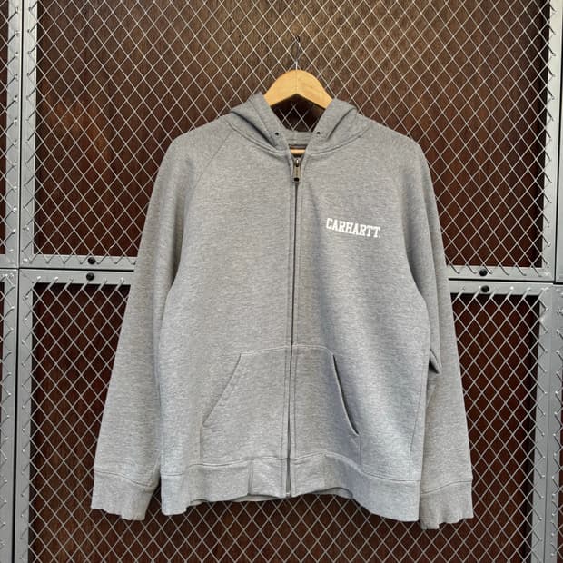칼하트 로고 빈티지 연그레이 후드집업 자켓 L
