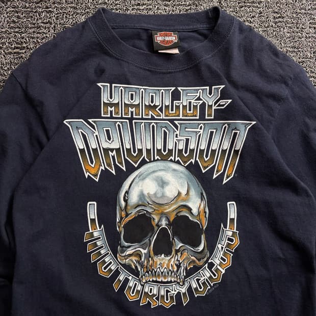 할리데이비슨 스컬 빅로고 사이드라인 롱슬리브 2967