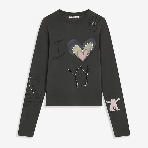 Open yy beaded i love yy tee 차콜