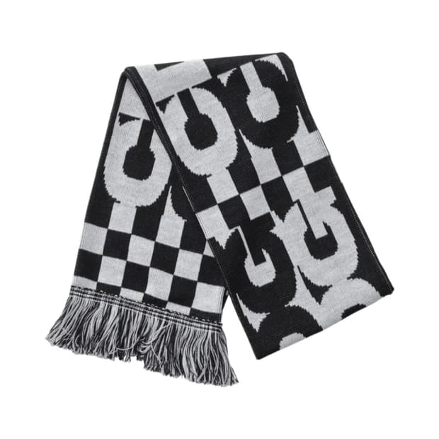 CDG 꼼데가르송 로고 체크 스카프 화이트 블랙 머플러
