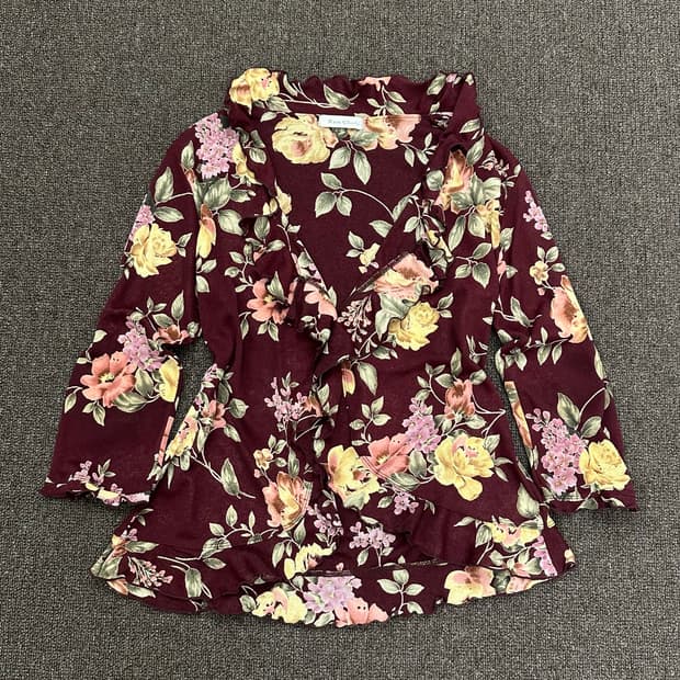 L)Rosa Cheri 플라워 모리 버건디 레이스 블라우스