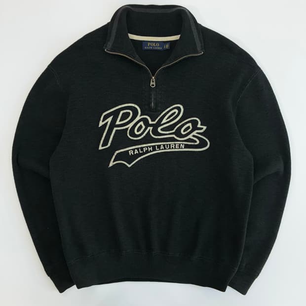 Polo  폴로 랄프로렌 코튼 빅스펠아웃 패치 반집업 니트