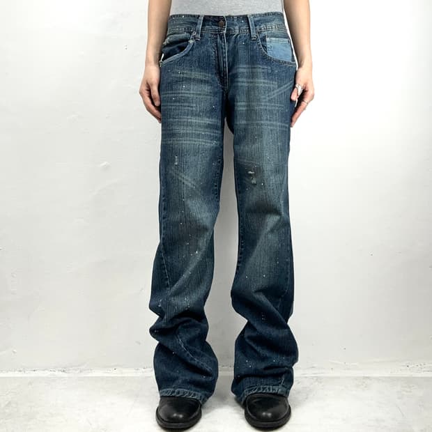 Paint Splatter Flare Denim Jeans