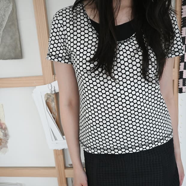 No Brand- Navy Dot Top