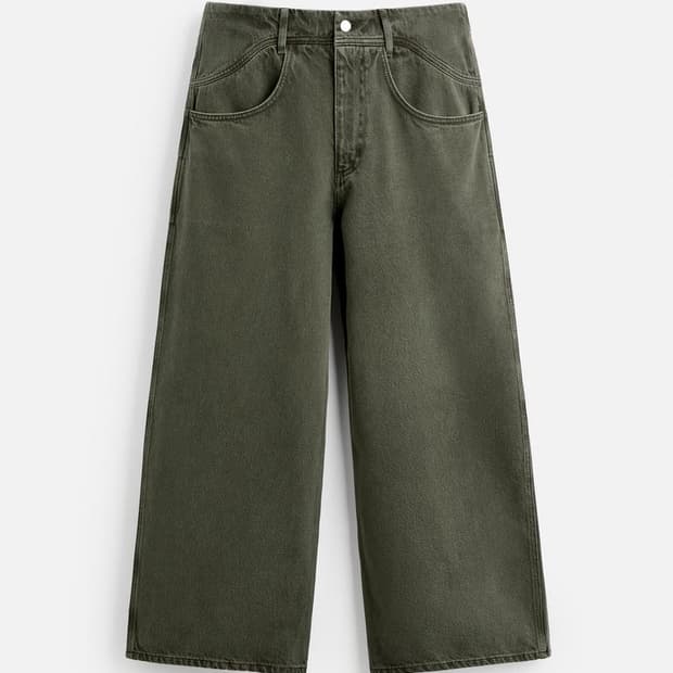 [EU 42] 자라 x 나누시카 와이드 레그 진 다크 카키