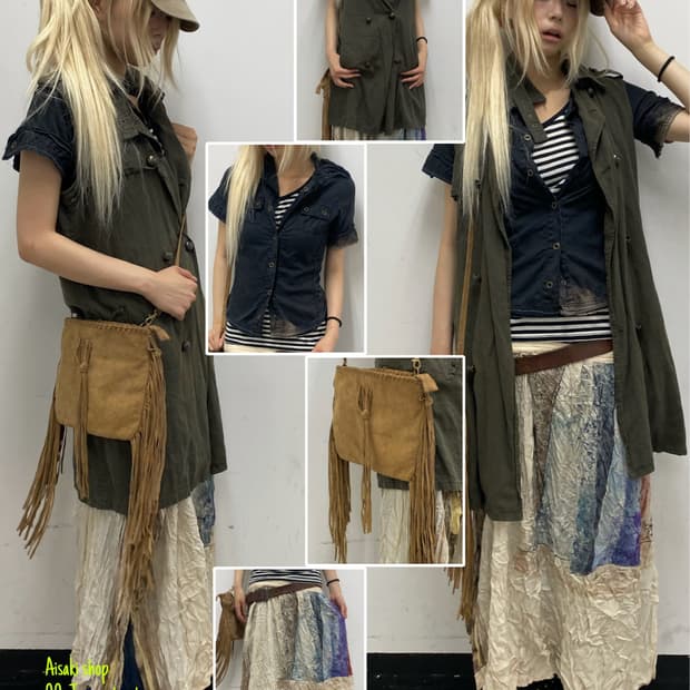 Y2K Grunge Olive Double-Breasted Trench