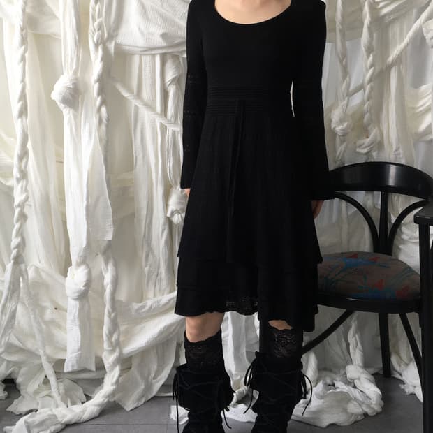 Punching patterns knit onepiece