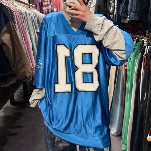 [IM] NFL 디트로이트 라이온스 존슨 No.81 풋볼 져지 스카이블루