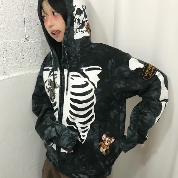 Vanson X Tom&Jerry Bone Hood Zip-Up
