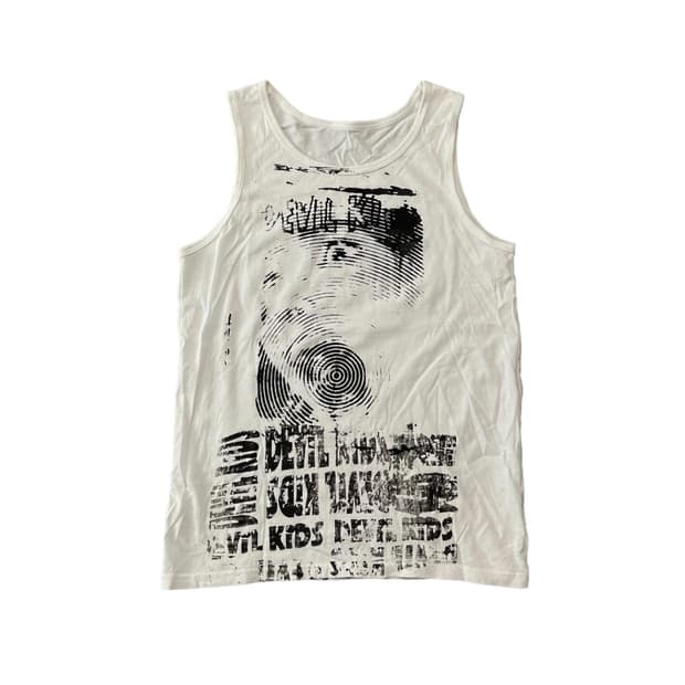 white printing sleeveless
