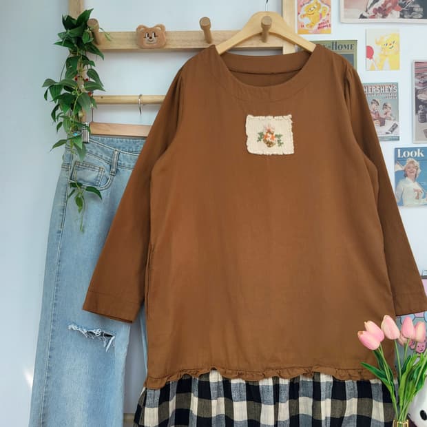 레이어드 체크 원피스