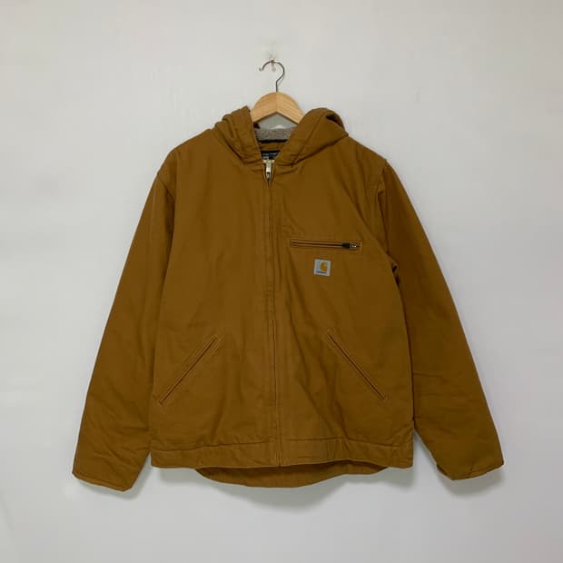 칼하트 빈티지 양털 후드 워크 자켓 카멜 브라운 루즈핏 남녀공용 M