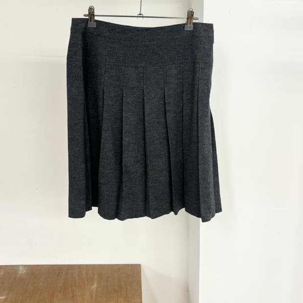 버버리 그레이 그레이 코튼 플리츠 스커트