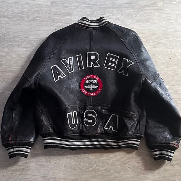 90s 아비렉스 레더 바시티 자켓