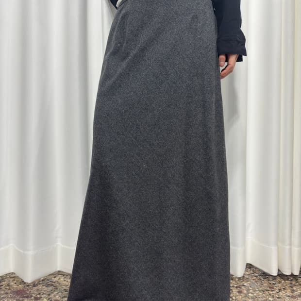 gray wool maxi skirt