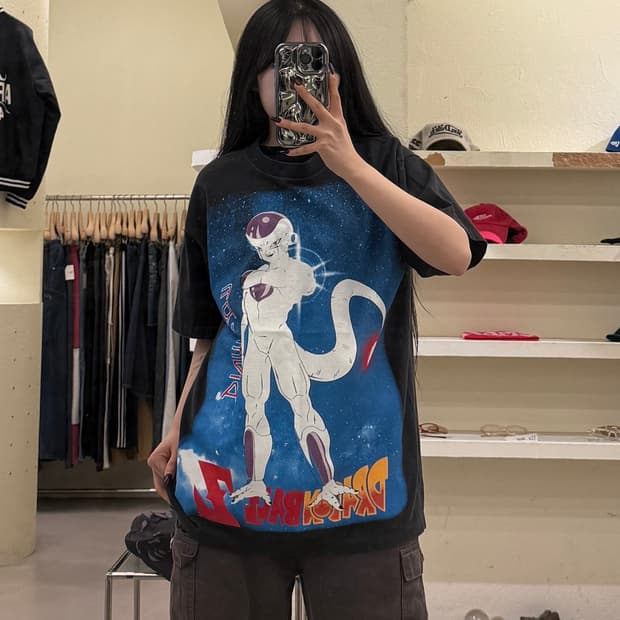 빈티지 드래곤볼 프리저 프린팅 반팔 티셔츠 U1687