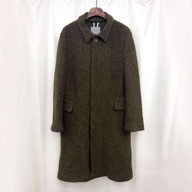 언더커버 헤링본 축융 울 코트