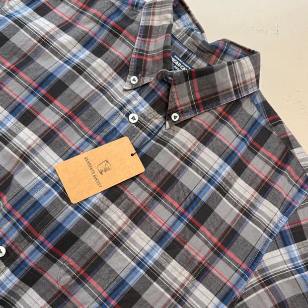 슈가케인 체크 반팔 버튼다운 셔츠