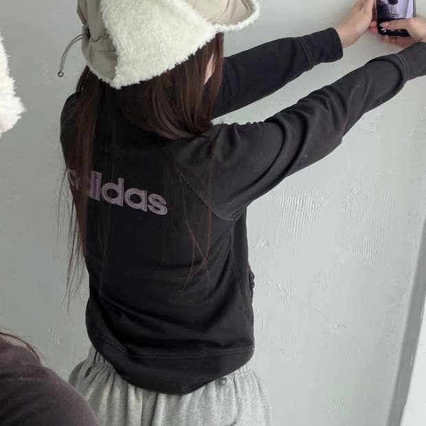 Adidas 아디다스 퍼플블랙 adidas로고 코튼 면 져지