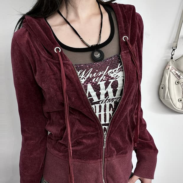 Juicy Couture Ribbon String Draped Hood