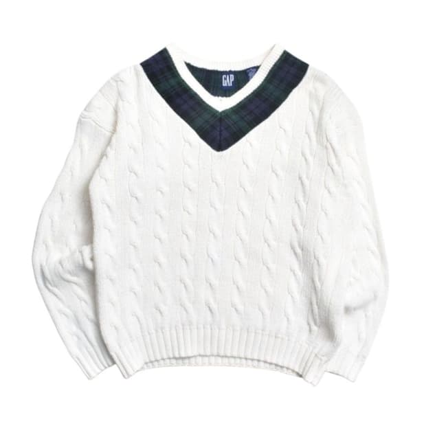 90S 올드 갭 브이넥 케이블 니트 M