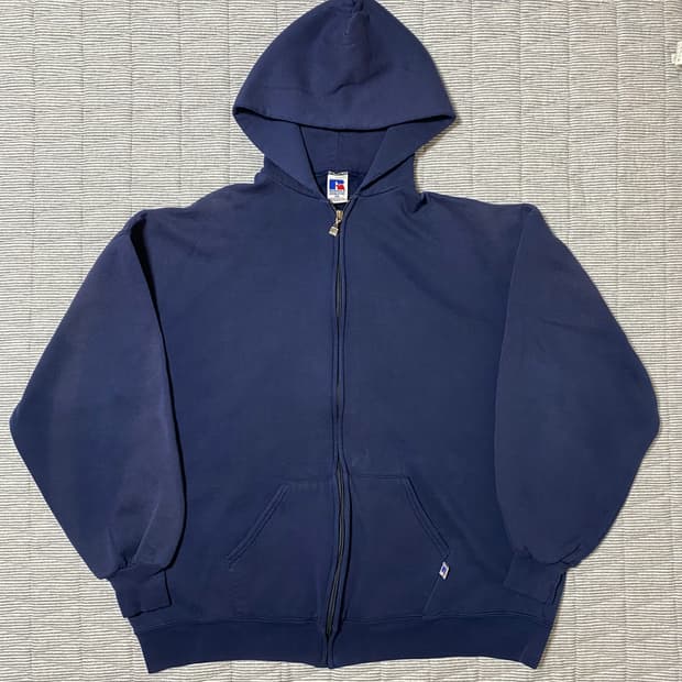 러셀 빈티지 후드집업 90s XXL 네이비 USA 미제 2XL