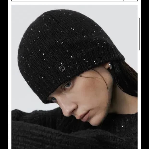 Spangle Angora Beanie [ Black ]