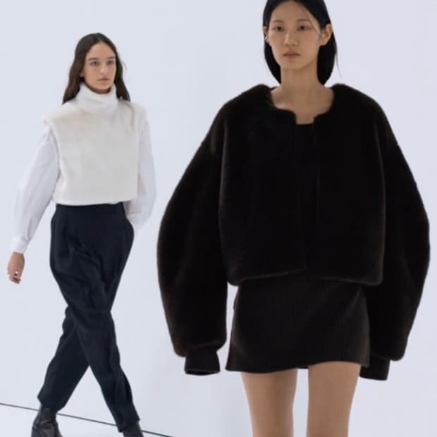 AMOMENTO 라운드쉐입 퍼자켓