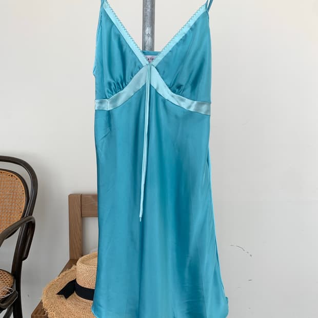blue slip dress