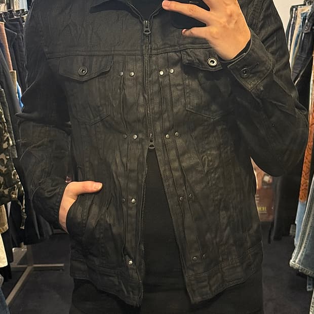 TETE HOMME 테테옴므 일본 주름 데님 트러커 생지 고스 락 펑크