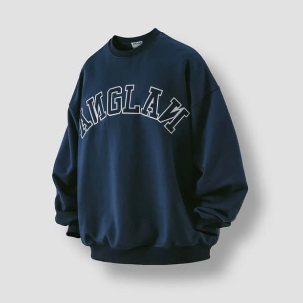 앵글런 Applique Sweat Shirt - Navy