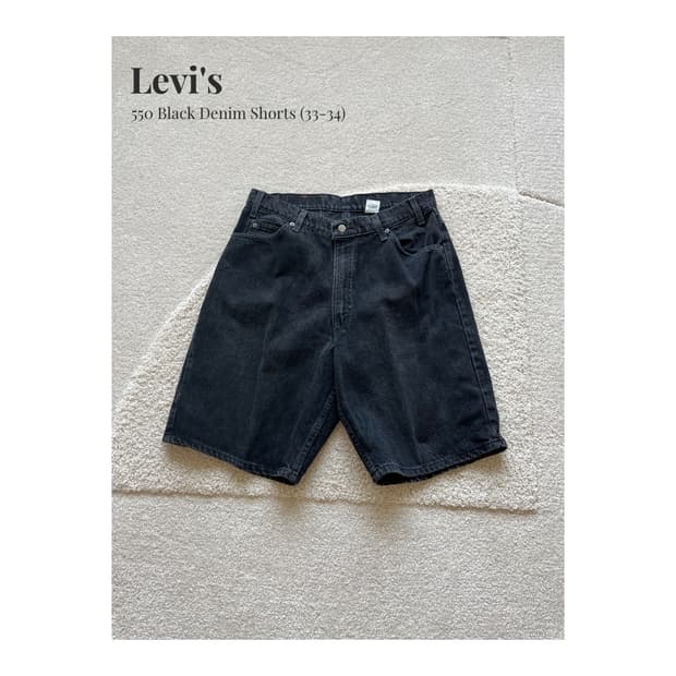 90s Levi's 560 오렌지탭 블랙 데님 쇼츠 (31-33)