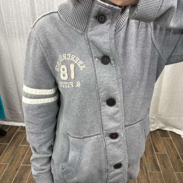 아베크롬비 헤비 코튼 숄카라 버튼 가디건 자켓