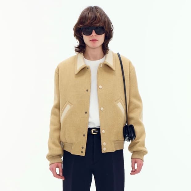 렉토 22FW 버틀러 콘트라스트 카라 울 점퍼 바시티 자켓 베이지