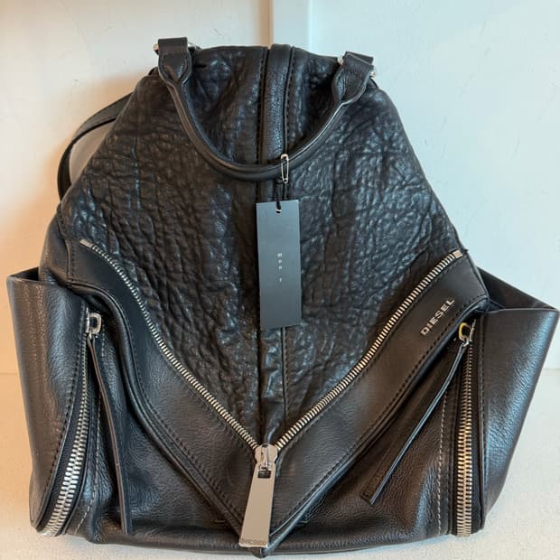 DIESEL Black Leather Backpack