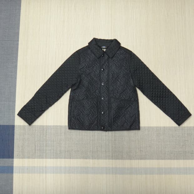 (12Y) 버버리 키즈 모노그램 퀼팅 패널 자켓 블랙