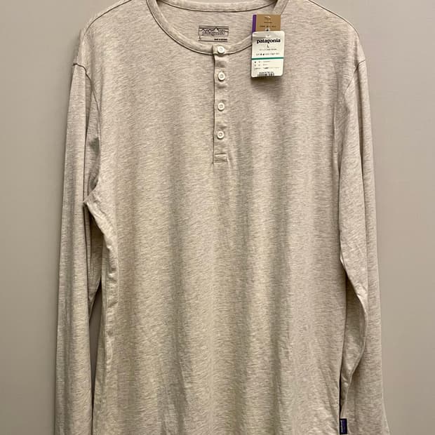 (L~XL)파타고니아 오가닉코튼 풀오버 헨리넥 롱슬리브 티셔츠