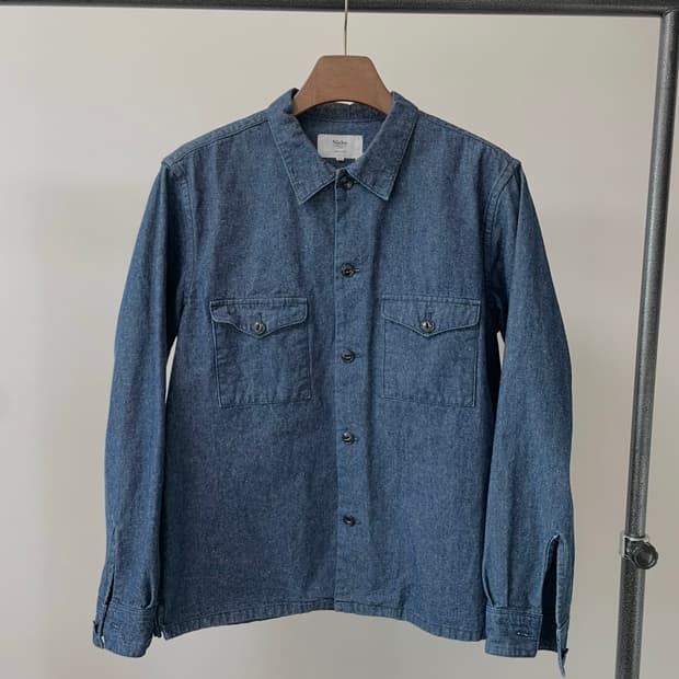 (XL) Niche 니치 투포켓 인디고 데님 셔츠