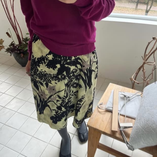 Teak SILK PRINT SKIRT S사이즈