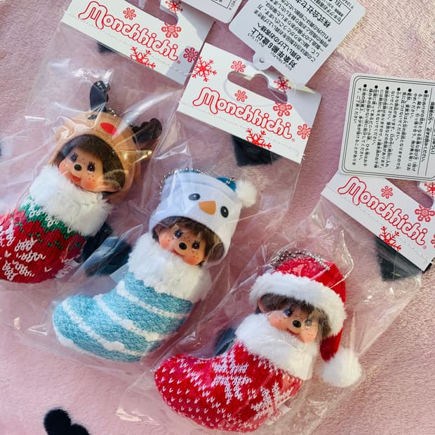 몬치치 크리스마스 루돌프,눈사람,산타 키체인세트