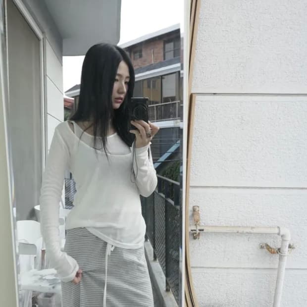 디에이디 layered T-shirt (white)