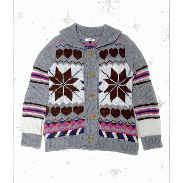 핑크라떼 눈꽃 노르딕 가디건