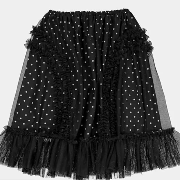 생긴스튜디오BANDING RUFFLE DOT SHA SKIRT BLACK