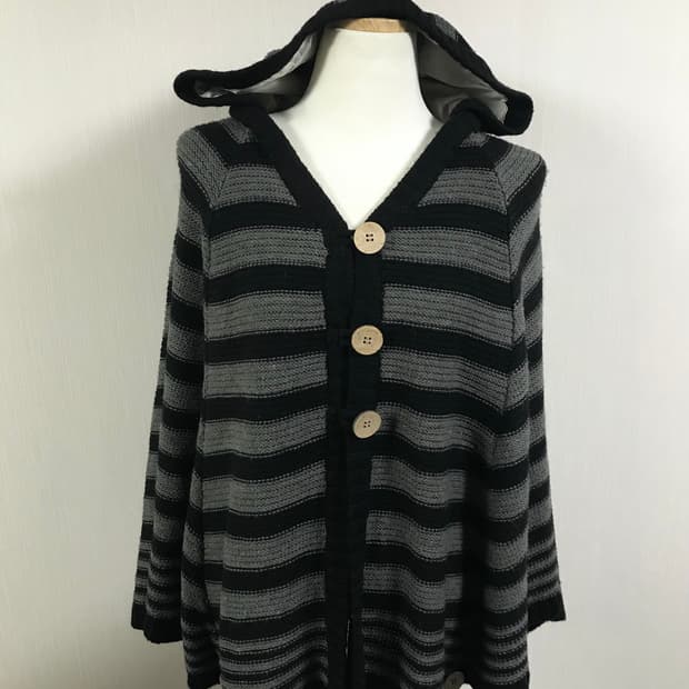 Striped Hooded Knit Cape