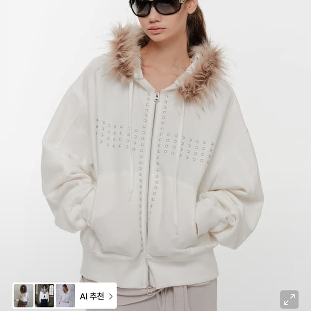 2000아카이브 크루시아 퍼 후드집업 화이트