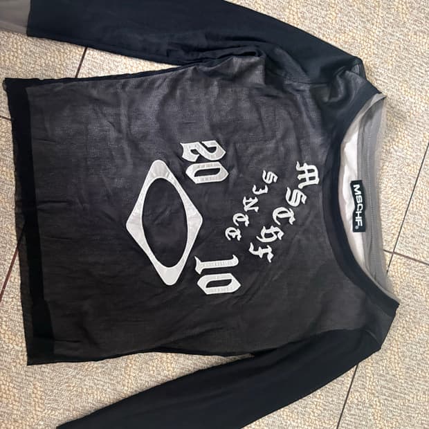 미스치프 보트넥 메쉬 탑 블랙