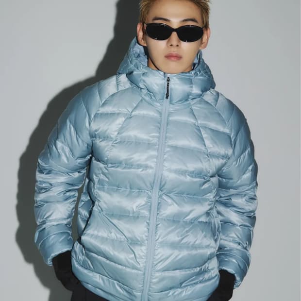 무신사 스탠다드 아이언 라이트 다운 패딩 라이트블루 s