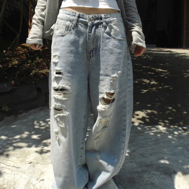 아워캐비넷 fight damage pants 데님 팬츠 S