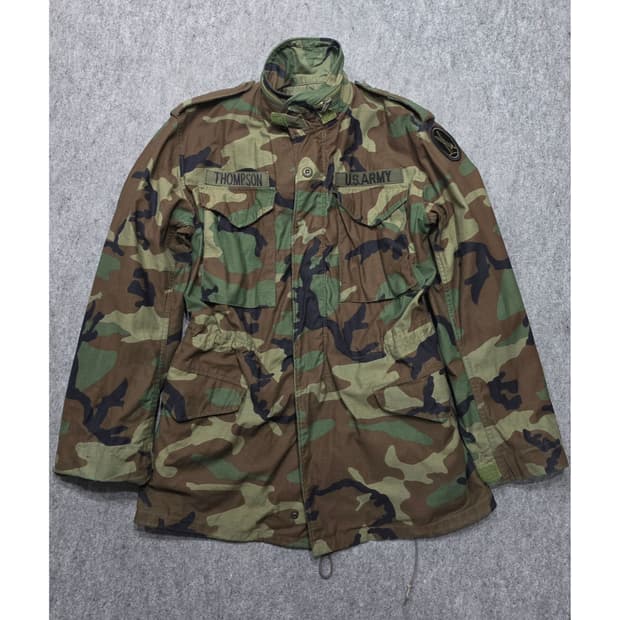 ARMY 오리지널 80s 빈티지 우드랜드 카모 M-65 필드 자켓 S