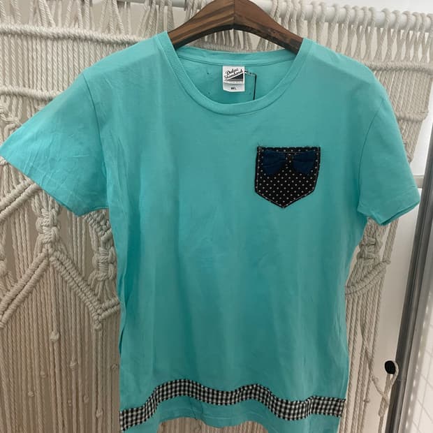 민트 포켓 도트 포인트 반팔 티셔츠